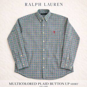 Ralph Lauren Spring Multicolored Plaid, Long Sleeve Button Down- L